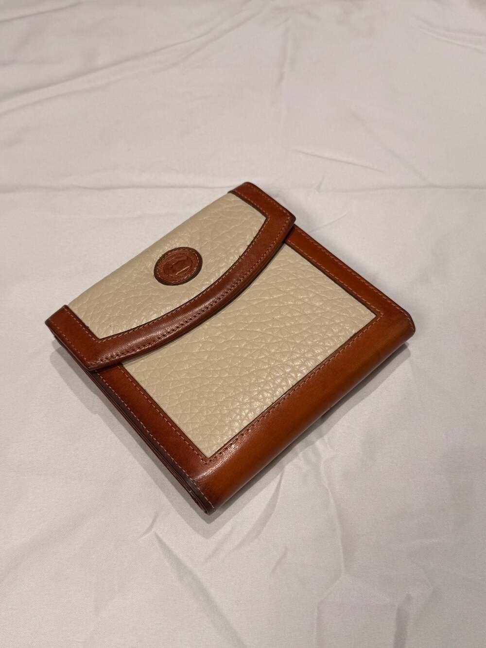 Vintage Preppy 90s Dooney & Bourke All Weather Leather Two-Tone French Wallet